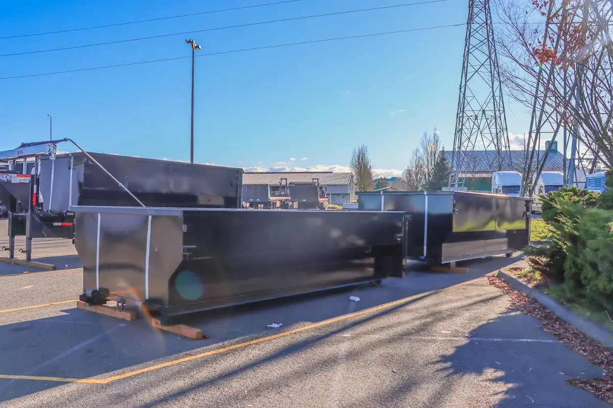 Roll-off dumpster ready for waste disposal at job site for Construction Dumpster Rental in Bloomington